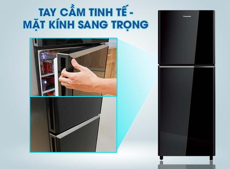 tay cầm tinh tế của tủ lạnh Panasonic NR-BN201GKVN tay cầm tinh tế của tủ lạnh Panasonic NR-BN201GKVN