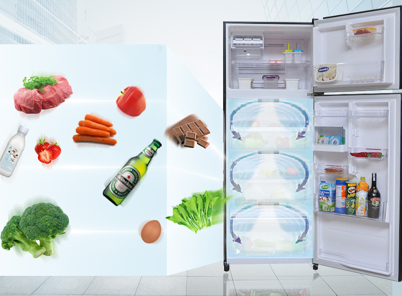 Công nghệ khí lạnh vòng cung giúp làm lạnh đồng đều Công nghệ khí lạnh vòng cung giúp làm lạnh đồng đều