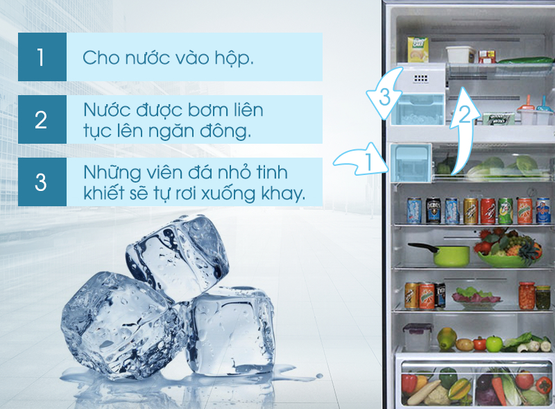 Chế độ tự động làm đá tiện lợi Chế độ tự động làm đá tiện lợi