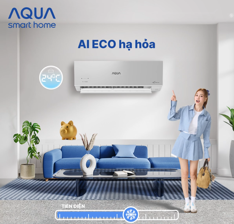 Tiết kiệm điện thông minh AI với máy lạnh Aqua model 2025