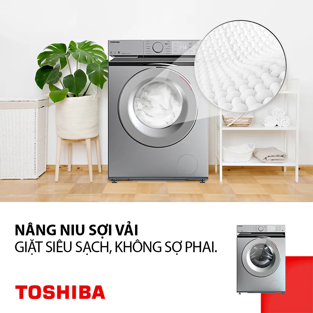 Máy lạnh Toshiba giặt siêu sạch, không phai màu, nâng niu từng sợi vải