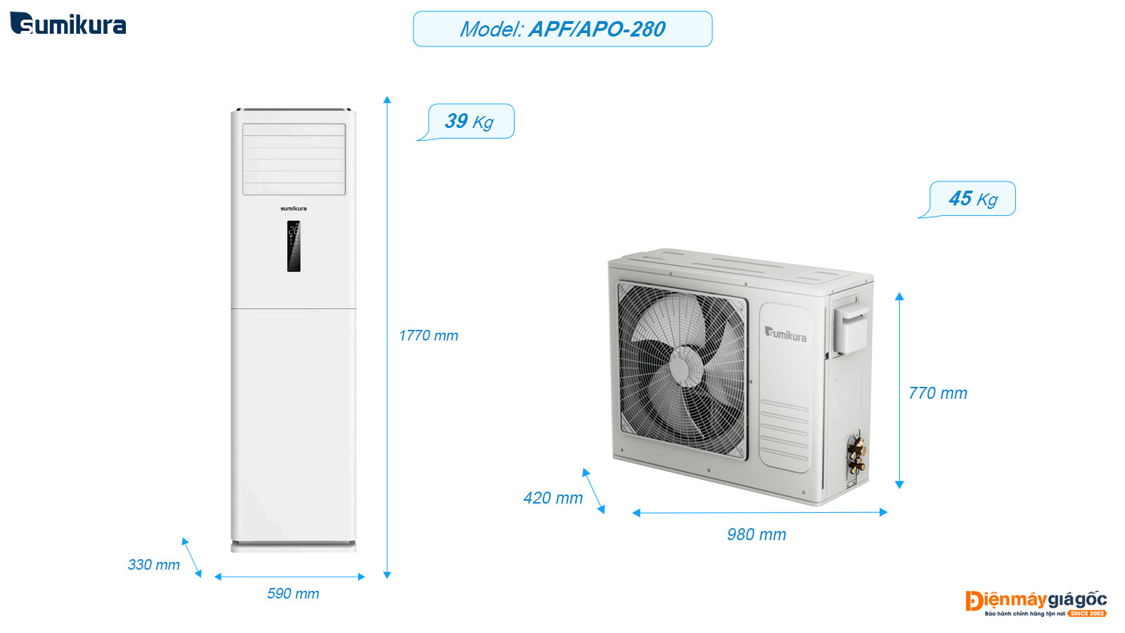 Sumikura floor standing air conditioning APF/APO-280 (3.0Hp)
