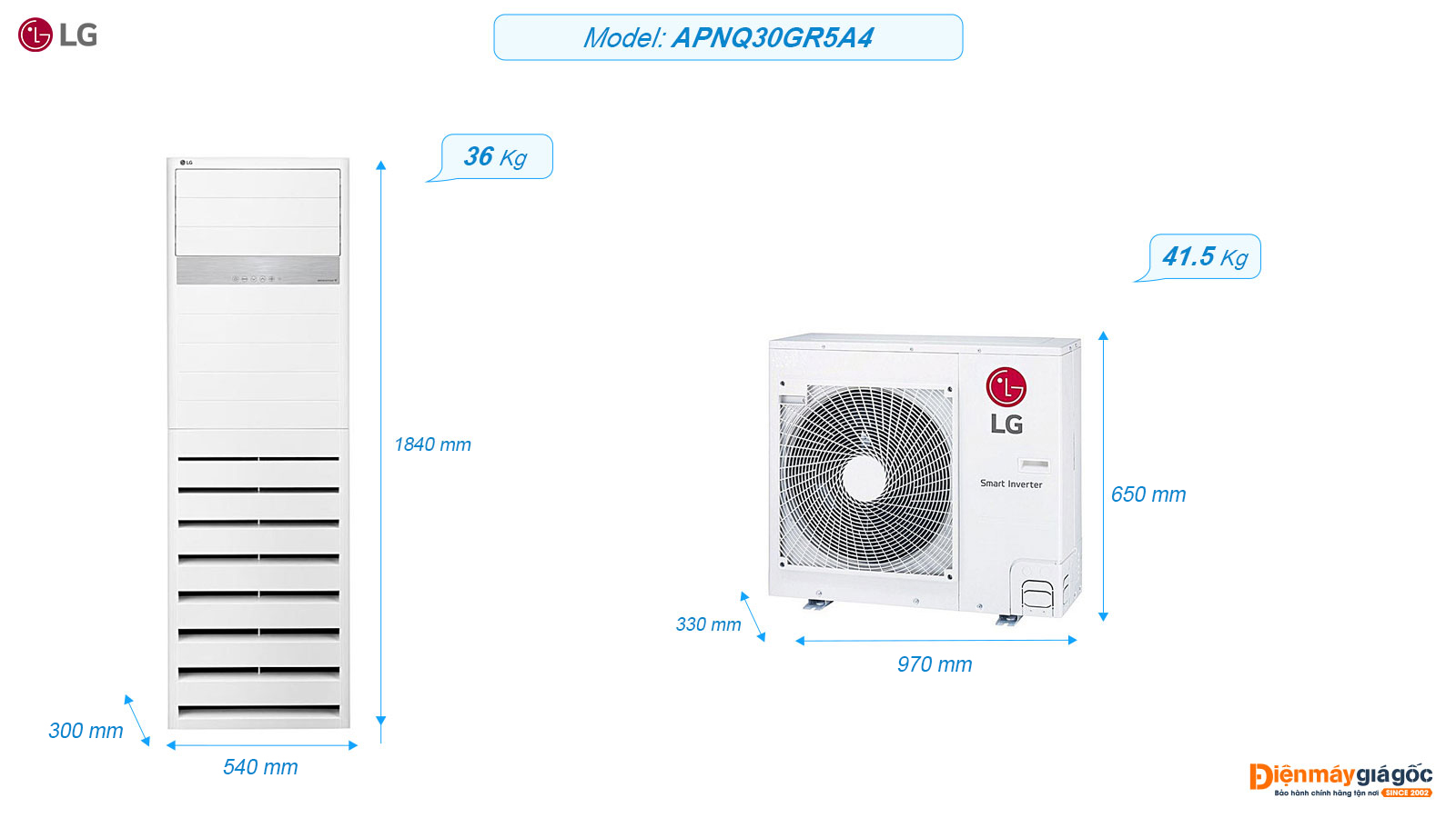 LG Floor standing air conditioning APNQ30GR5A4 inverter (3.0Hp)