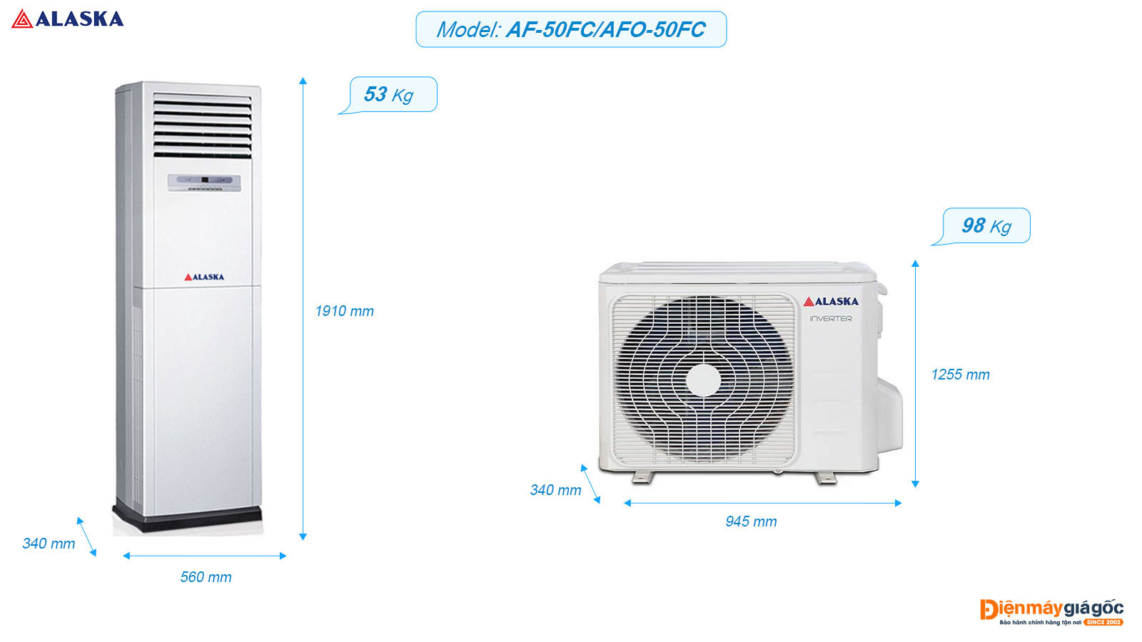 Máy lạnh tủ đứng Alaska AF-50FC/AFO-50FC 5.0 HP (5 Ngựa)