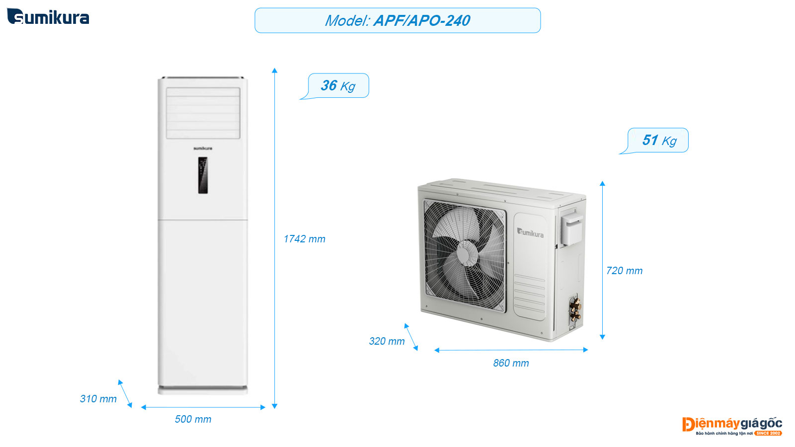 Sumikura floor standing air conditioning APF/APO-240 (2.5 Hp)