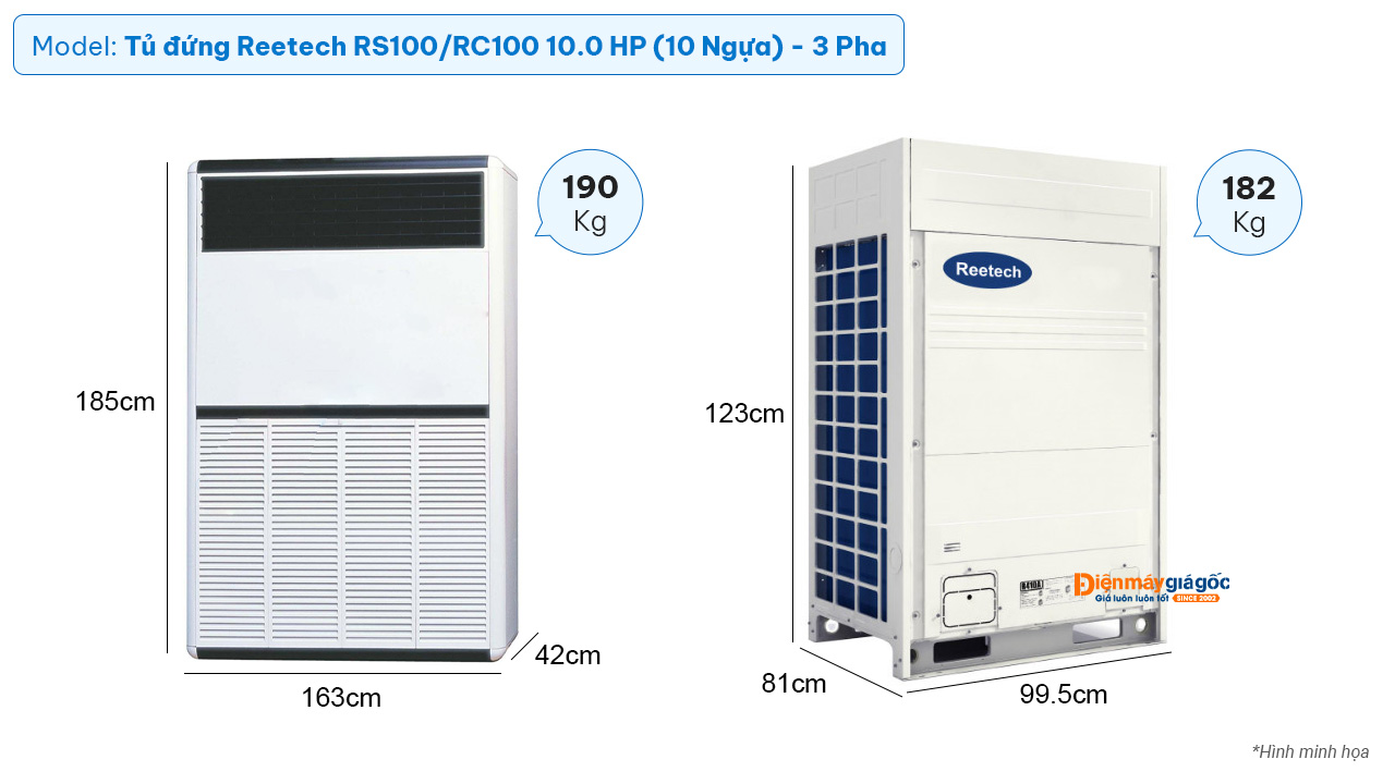 Reetech Floor standing air conditioning (10.0Hp) RS100/RC100 - 3 Phases