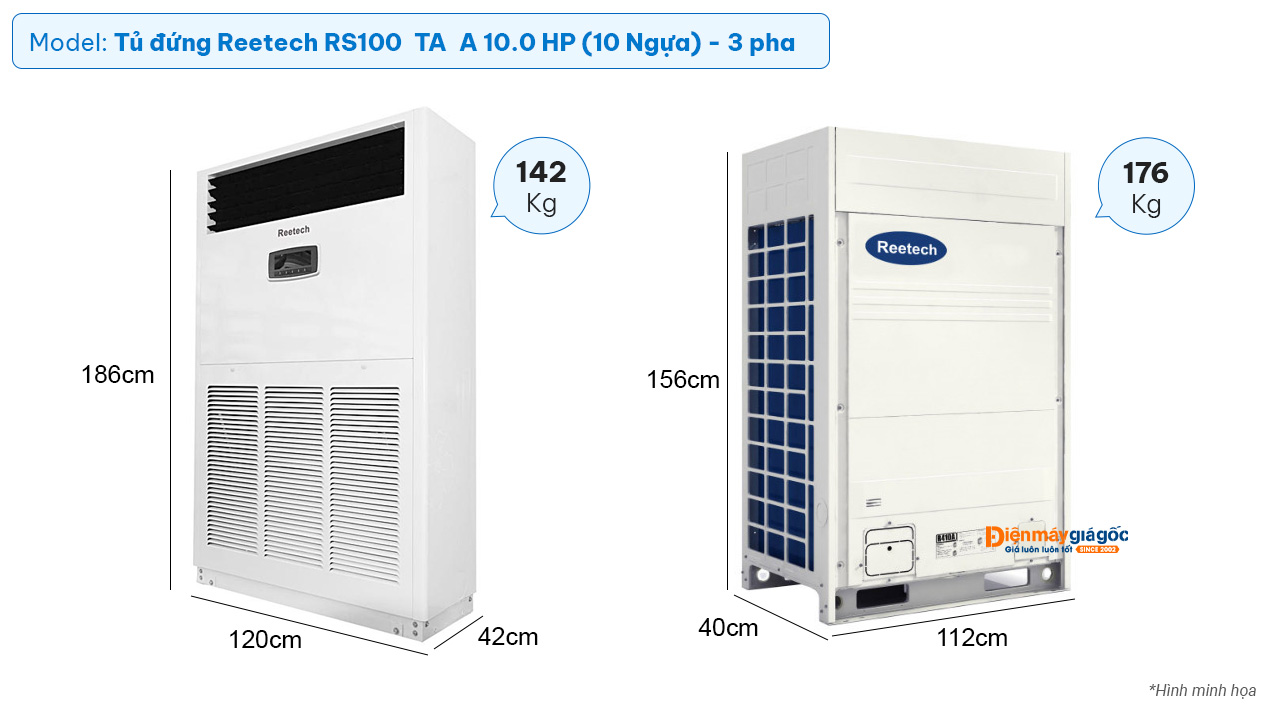 Máy lạnh tủ đứng Reetech RS100‑TA‑A (10.0Hp) - 3 pha
