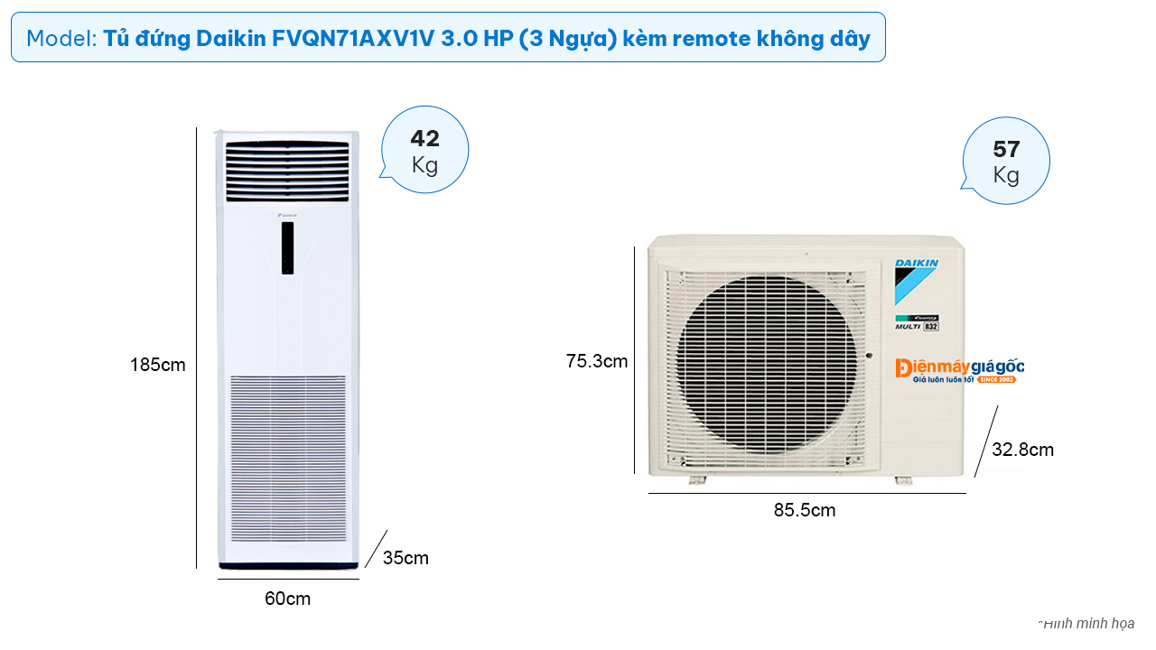 Daikin floor standing air conditioner FVQN71AXV1V (3.0Hp) with wireless remote
