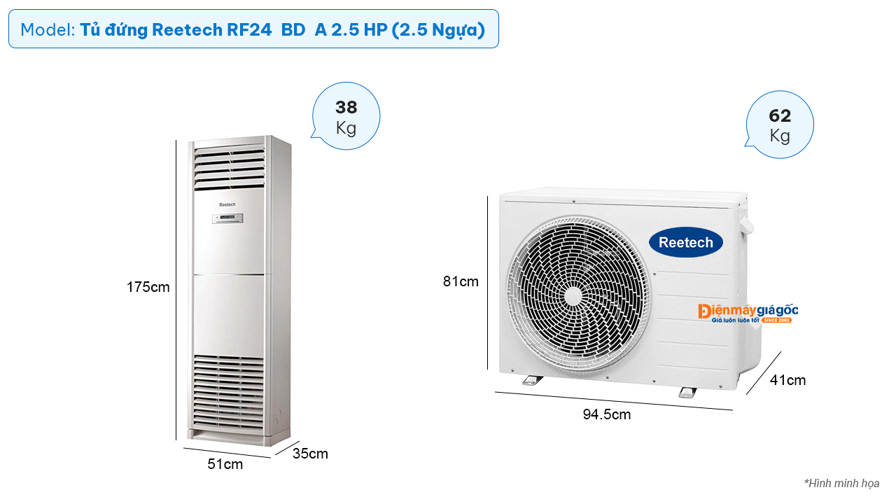 Máy lạnh tủ đứng Reetech RF24‑BD‑A (2.5Hp)