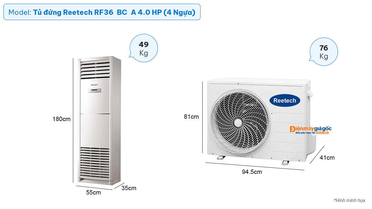 Máy lạnh tủ đứng Reetech RF36‑BC‑A (4.0Hp)