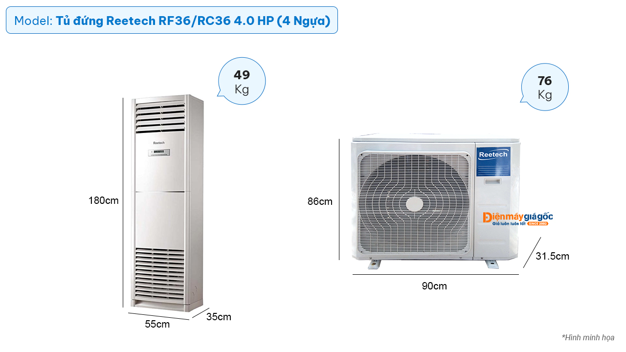 Reetech floor standing air conditioning RF36/RC36 (4.0Hp)