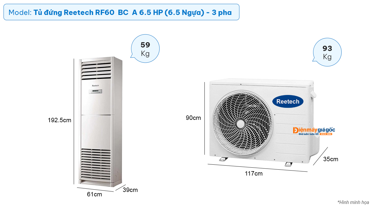 Máy lạnh tủ đứng Reetech RF60‑BC‑A (6.5Hp) - 3 pha