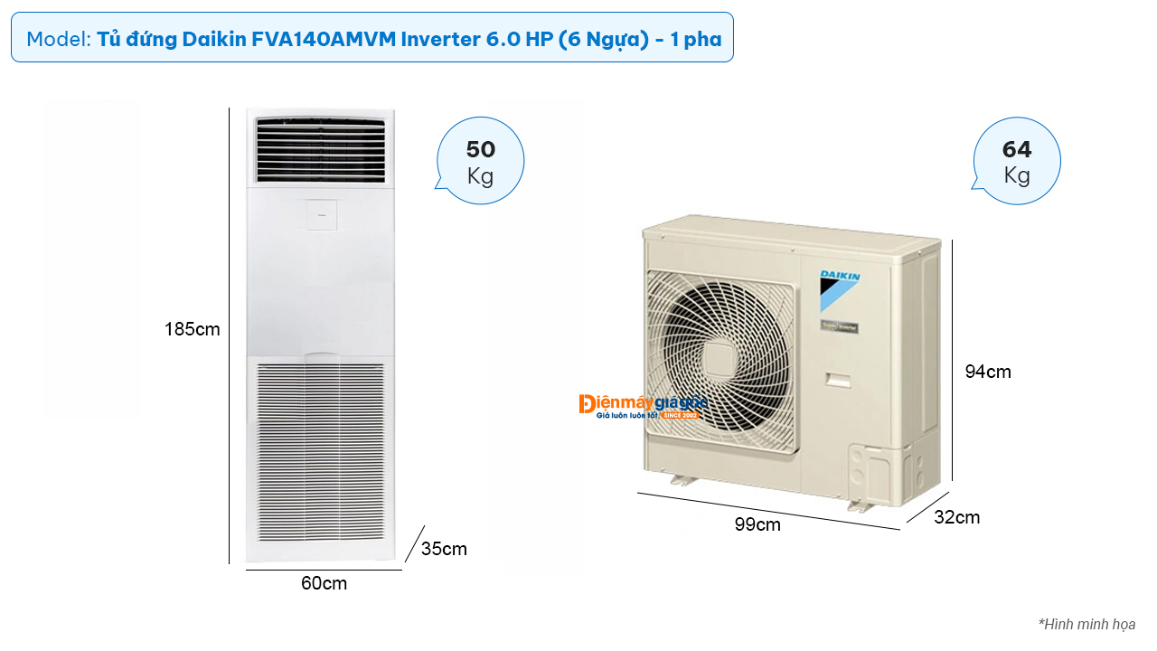 Daikin floor standing air conditioner FVA140AMVM inverter (6.0Hp) - 1 Phase