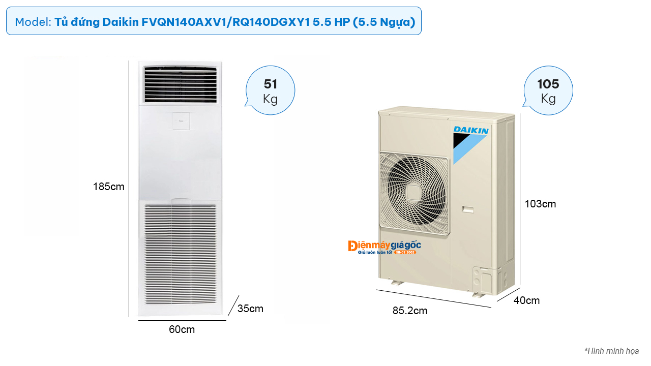 Daikin floor standing air conditioner FVQN140AXV1/RQ140DGXY1 (5.5Hp)