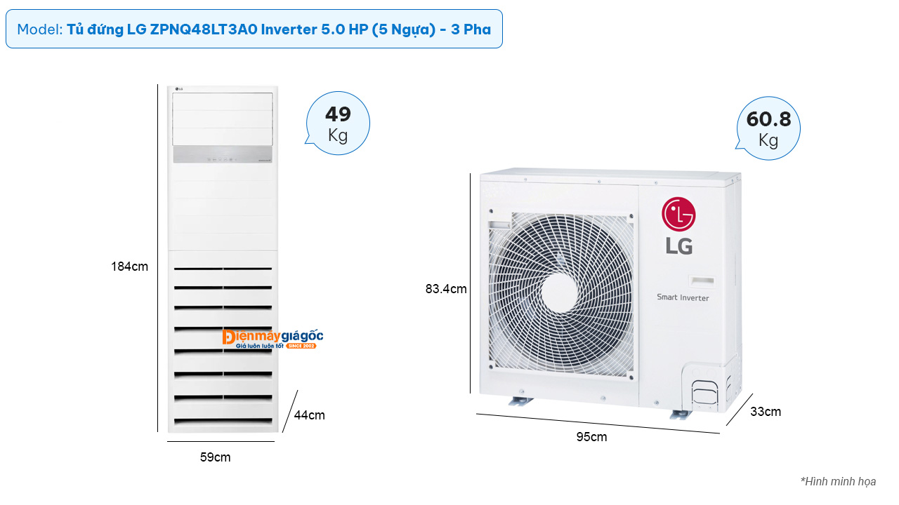LG Floor Standing air conditioner ZPNQ48LT3A0 inverter (5.0Hp) - 3 Phase