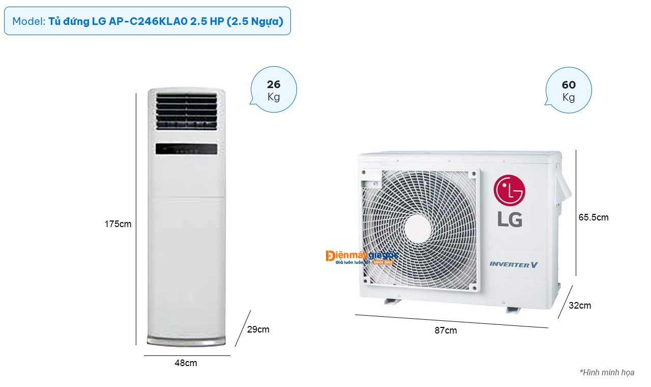 LG floor standing air conditioning (2.5Hp) AP-C246KLA0