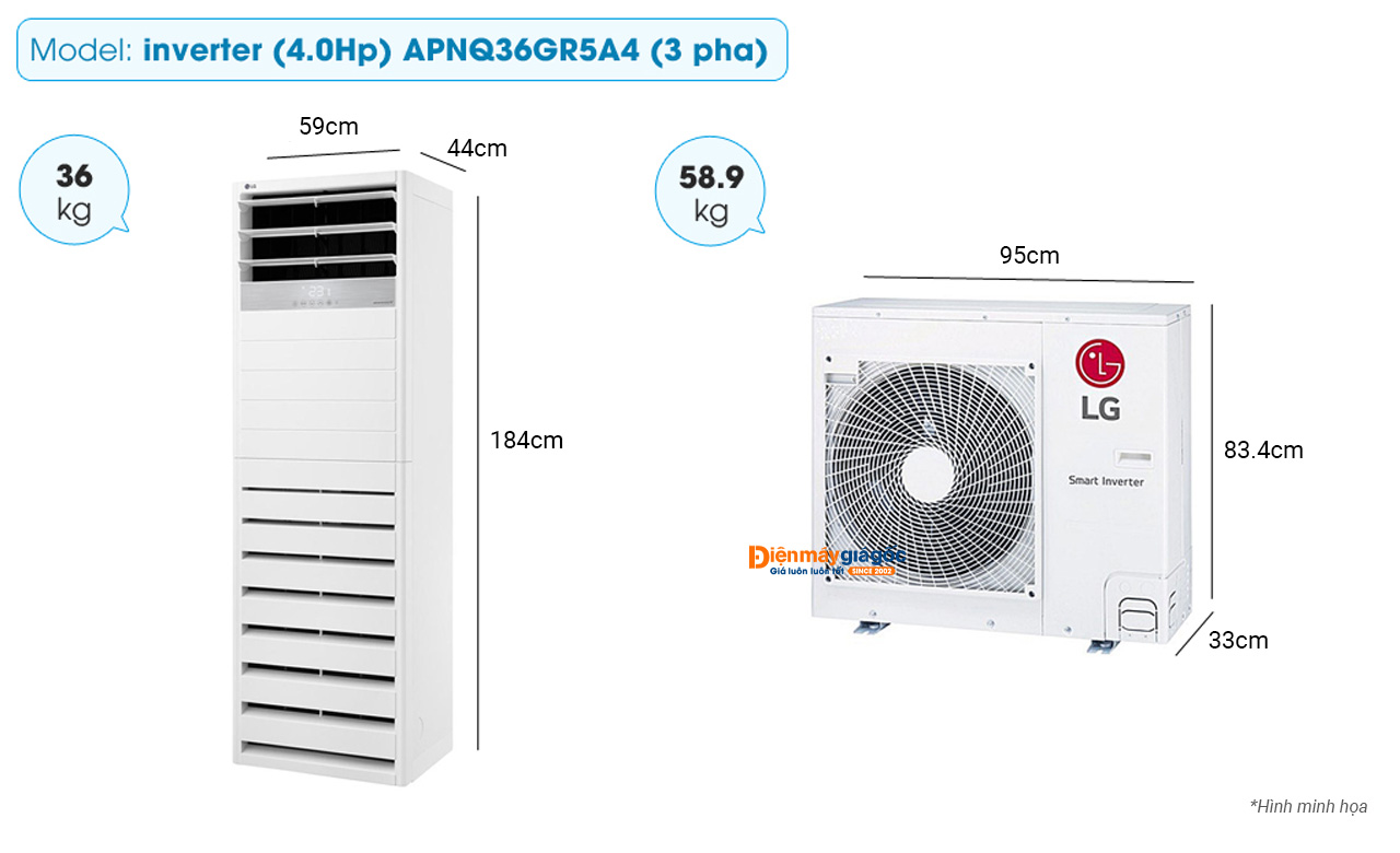 LG Floor standing air conditioning APNQ36GR5A4 inverter (4.0Hp) - 3 phases