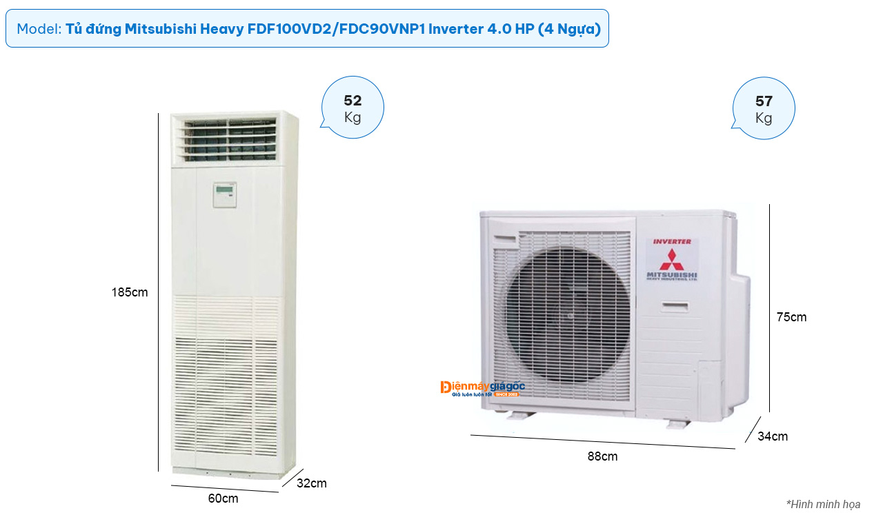 Mitsubishi Heavy Floor standing air conditioning FDF100VD2/FDC90VNP1 Inverter (4.0Hp)