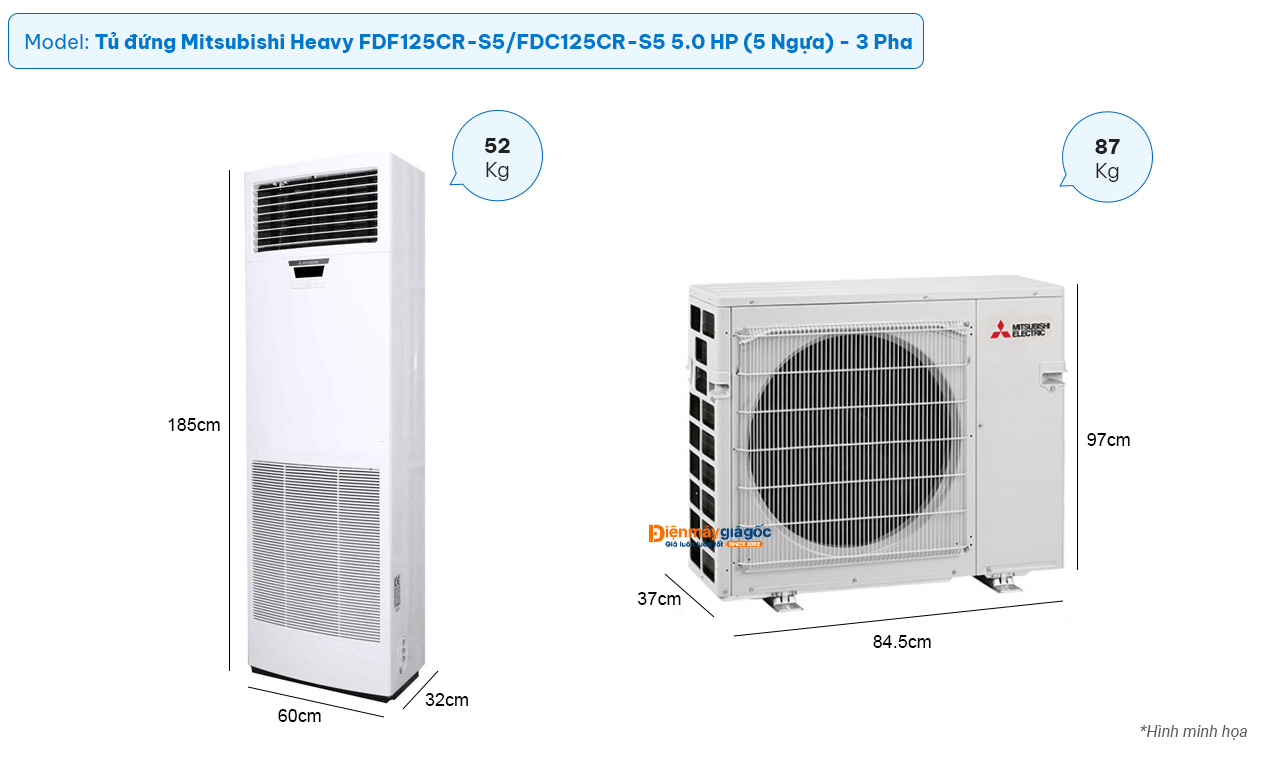 Mitsubishi Heavy Floor standing air conditioning FDF125CR-S5/FDC125CR-S5 (5.0Hp) - 3 Phases
