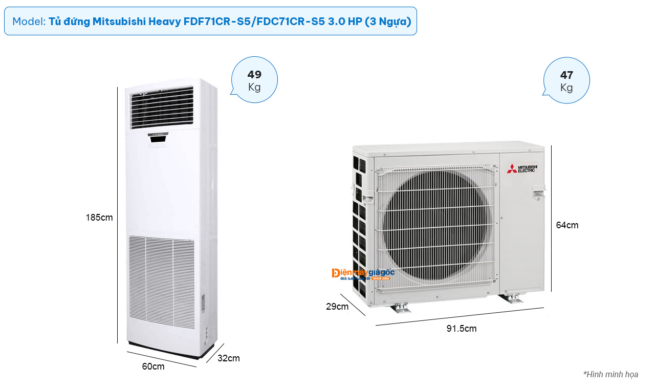 Mitsubishi Heavy Floor standing air conditioning FDF71CR-S5/FDC71CR-S5 (3.0Hp)