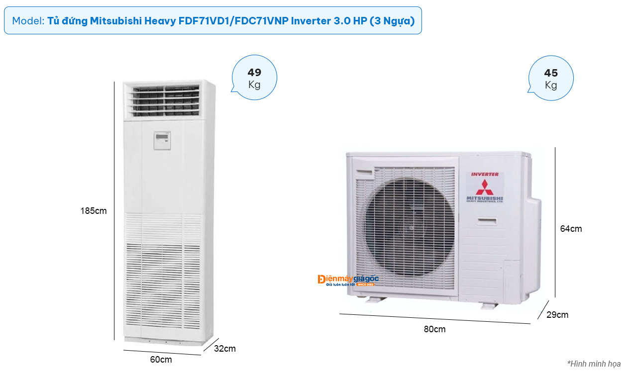 Mitsubishi Heavy Floor standing air conditioning FDF71VD1/FDC71VNP Inverter (3.0Hp)