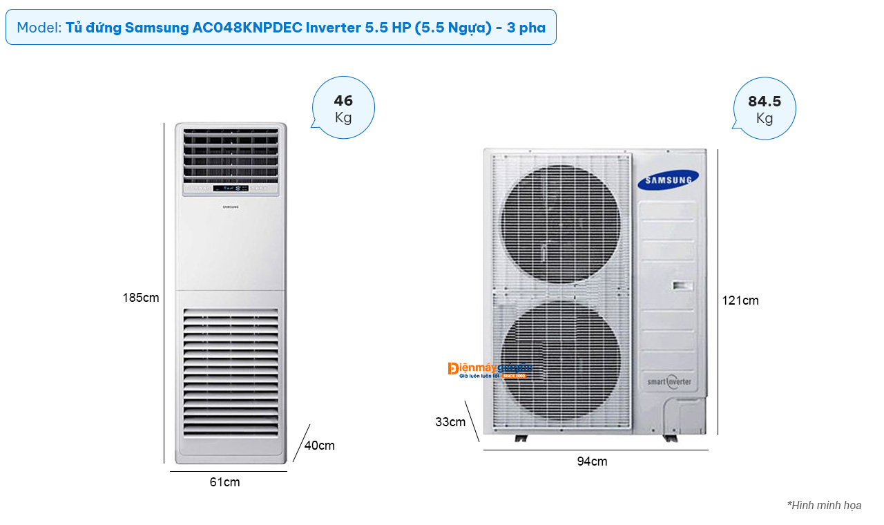 Samsung floor standing air conditioning AC048KNPDEC inverter (5.5Hp) - 3 Phase
