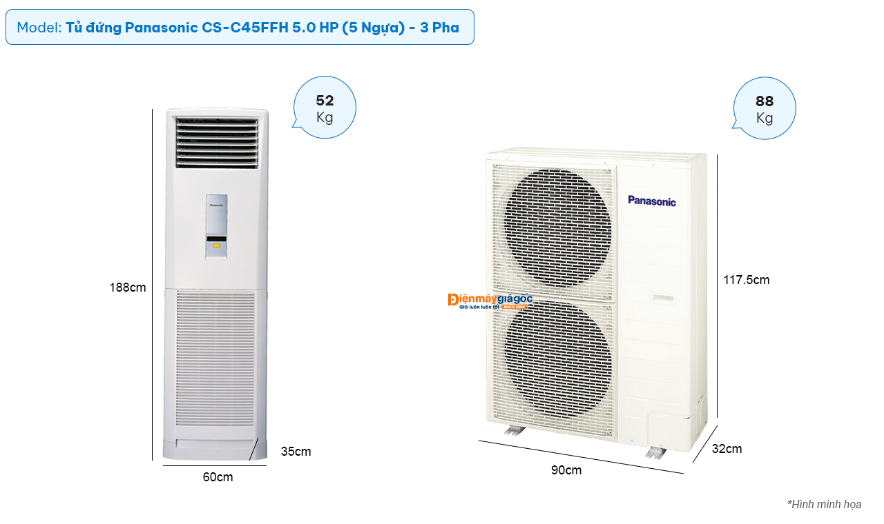 Panasonic floor standing air conditioning CS-C45FFH (5.0Hp) - 3 Phases
