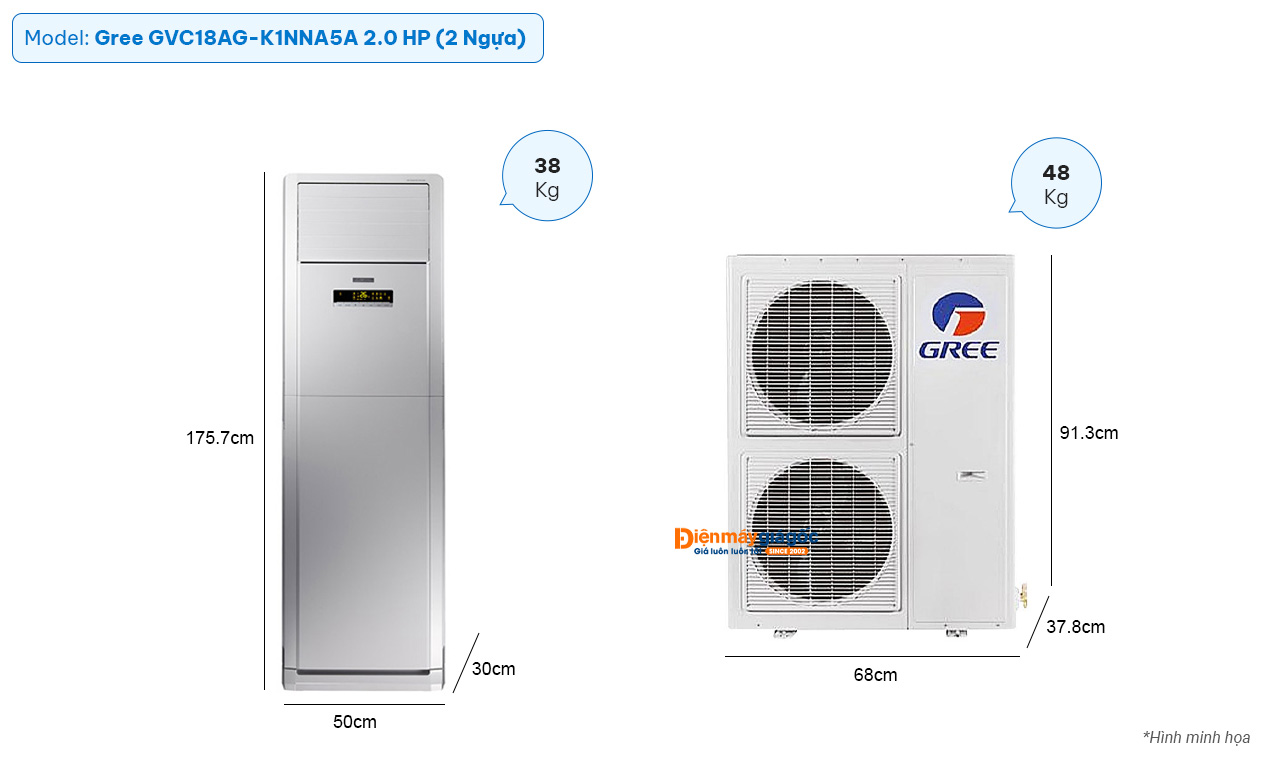 Gree floor standing air conditioning GVC18AG-K1NNA5A (2.0Hp)
