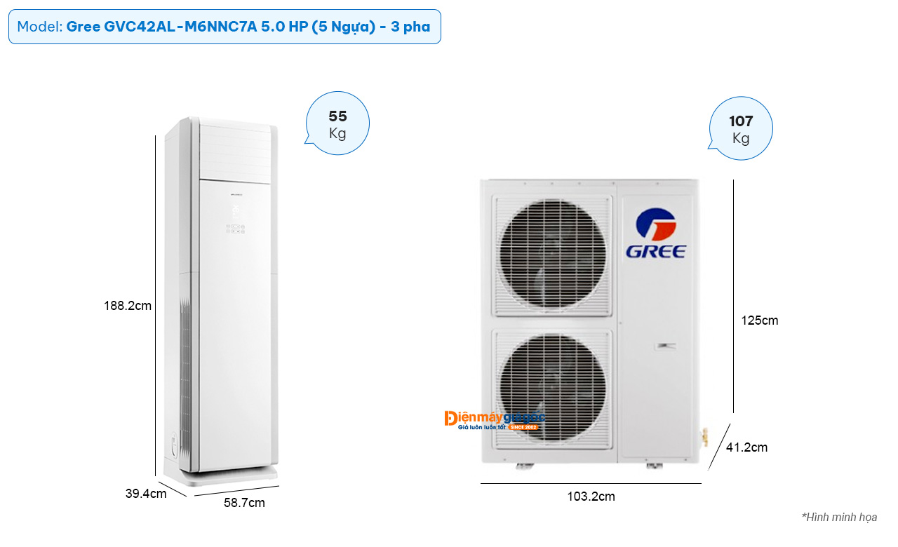 Gree floor standing air conditioning GVC42AL-M6NNC7A (5.0Hp) - 3 phases