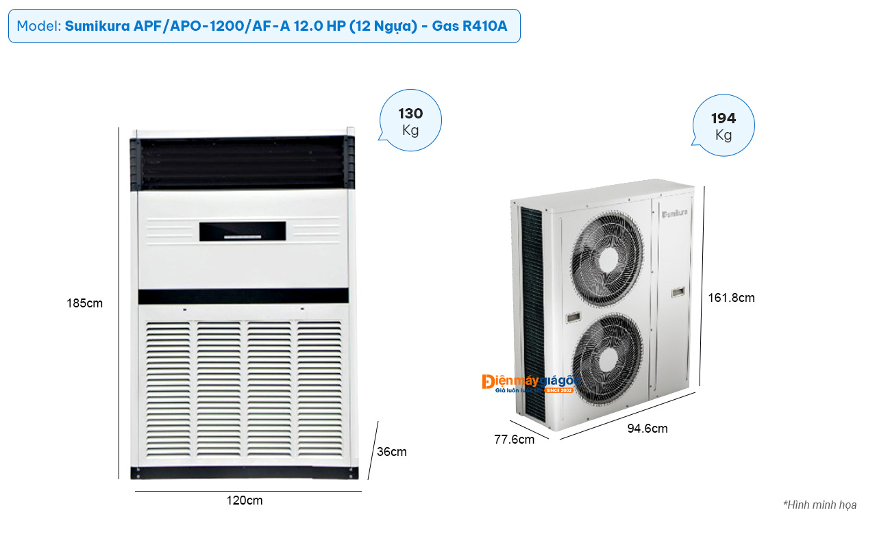 Sumikura Floor Standing air conditioner APF/APO-1200/AF-A (12.0Hp) - Gas R410A