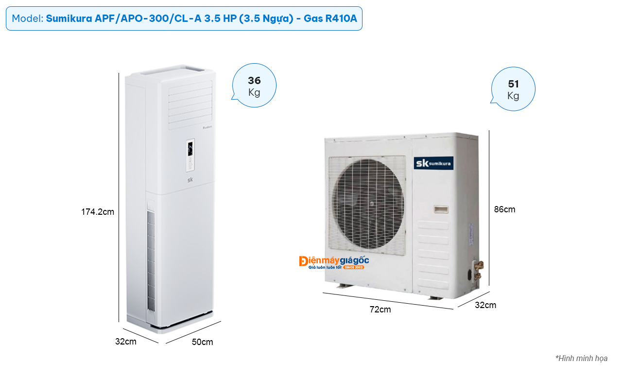 Máy lạnh tủ đứng Sumikura APF/APO-300/CL-A (3.5Hp) - Gas R410A
