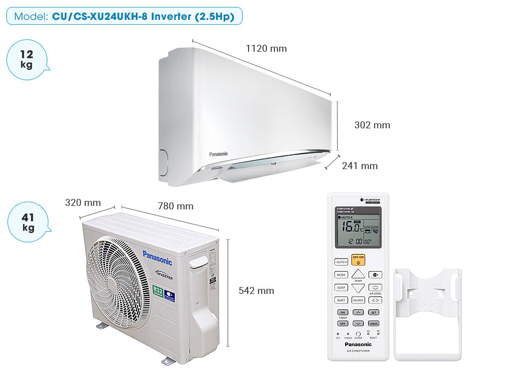 Máy lạnh Panasonic CU/CS-XU24UKH-8 Inverter (2.5Hp)