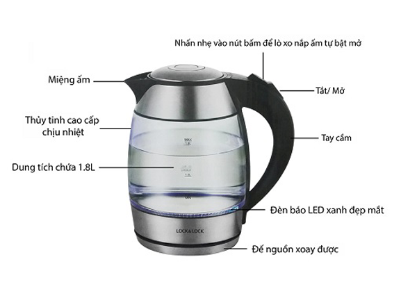 Bình đun siêu tốc Lock&Lock EJK418SLV