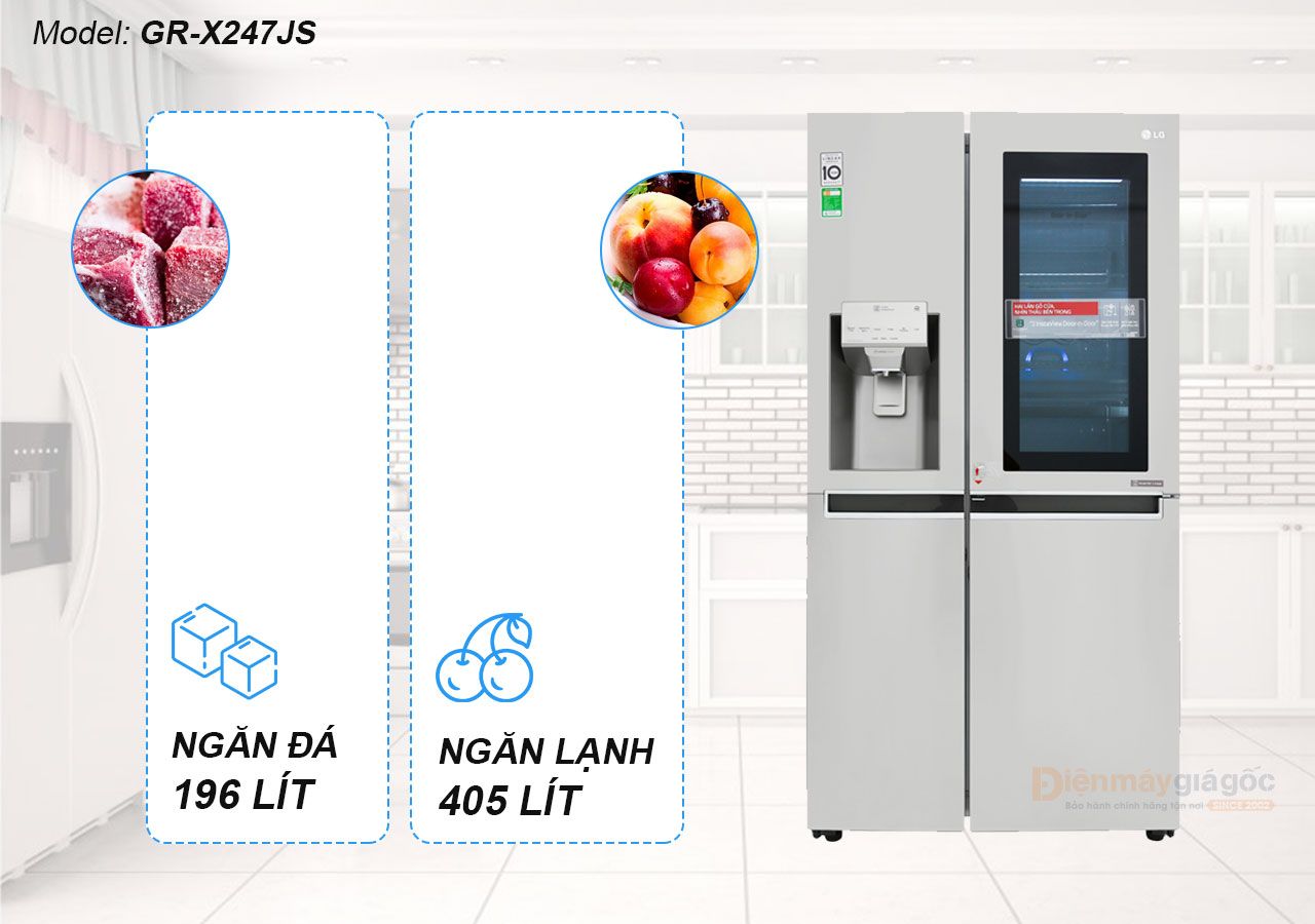 Tủ lạnh LG Inverter 635 Lít GR-D257JS Mới 2022 giá rẻ tại Điện Máy Đất Việt