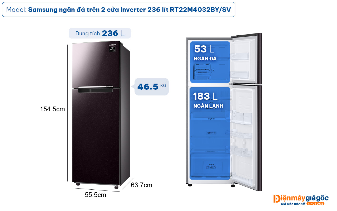 Tủ lạnh Samsung hai cửa Twin Cooling Plus 375L RT35K5982BS/SV