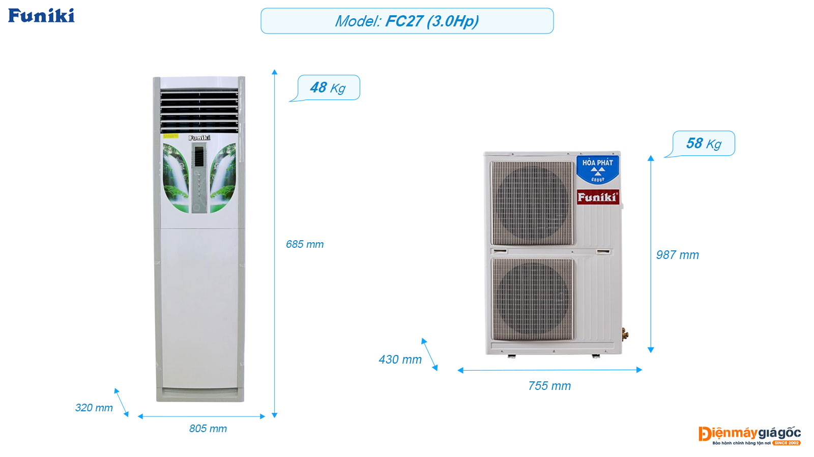 Máy lạnh tủ đứng Funiki FC27 3.0 HP (3 Ngựa)