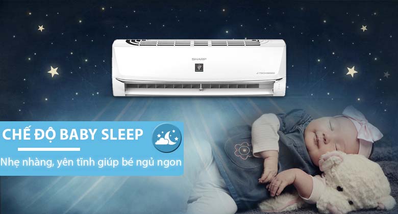 Vận hành êm ái với chế độ Baby Sleep - Máy lạnh Sharp Inverter 1.5 HP AH-XP13WHW