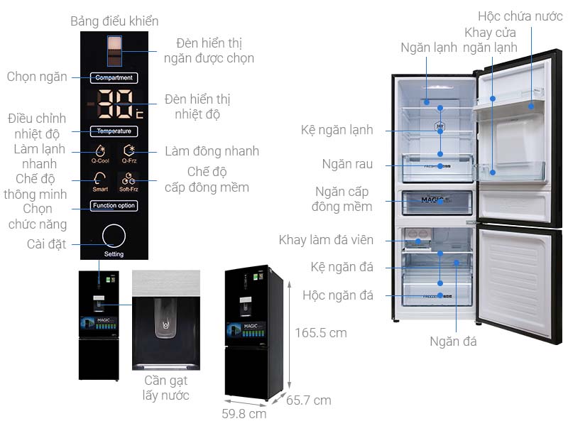 Thông số kỹ thuật Tủ lạnh Aqua 288 lít AQR-IW338EB BS