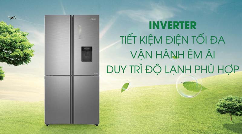 Tủ lạnh Aqua Inverter 456 lít AQR-IGW525EM GD - Tiết kiệm điện đến 50% nhờ công nghệ Inverter 