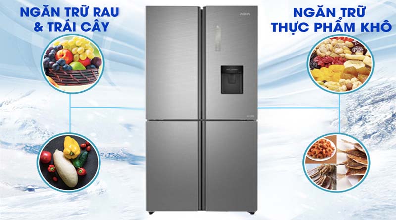 Tủ lạnh Aqua Inverter 456 lít AQR-IGW525EM GD - bảo quản thực phẩm tươi lâu với ngăn chứa thực phẩm khô và ẩm riêng biệt