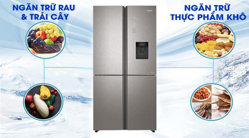 Tủ lạnh Aqua Inverter 456 lít AQR-IGW525EM GP - Bảo quản thực phẩm với ngăn chứa thực phẩm khô và ẩm riêng biệt