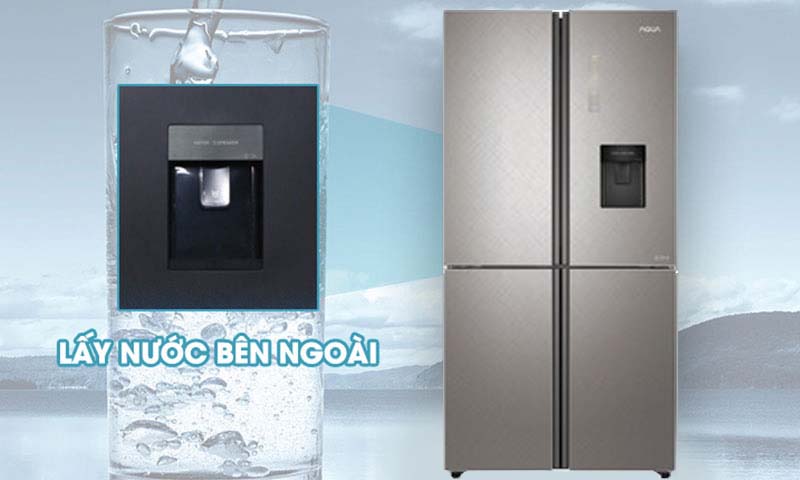 Tủ lạnh Aqua Inverter 456 lít AQR-IGW525EM GP - Thao tác nhanh chóng với tiện ích lấy nước bên ngoài 