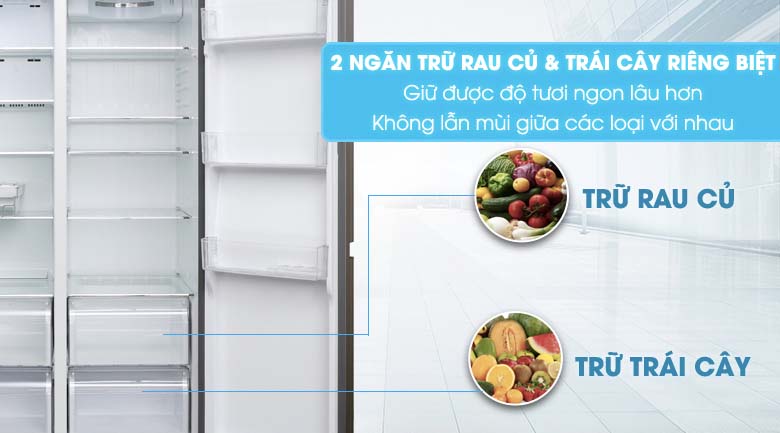 2 ngăn trữ rau & quả - Tủ lạnh Aqua 565 lít AQR-IG585AS SG