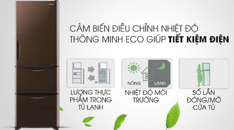 Tủ lạnh Hitachi Inverter 375 lít R-FSG38FPGV GBW - Siêu tiết kiệm điện với cảm biến nhiệt Eco thông minh