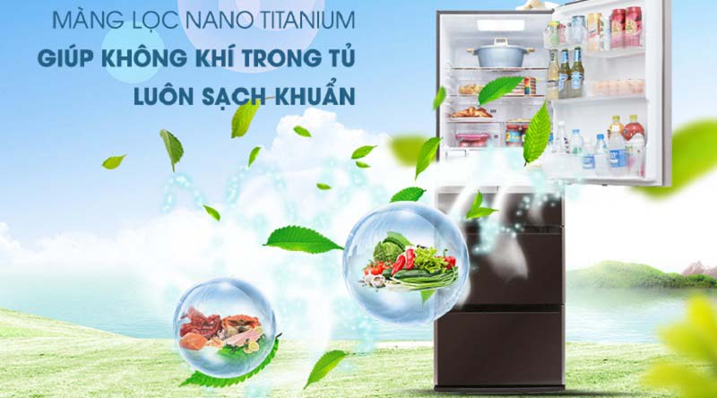 Tủ lạnh Hitachi Inverter 375 lít R-FSG38FPGV GBW - Kháng khuẩn hiệu quả nhờ màng lọc Nano Titanium