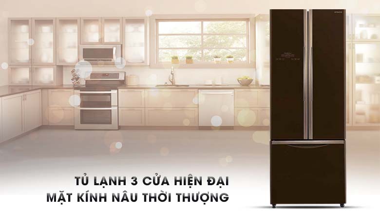 Thiết kế 3 cửa cùng ngăn đá dưới hiện đại - Tủ lạnh Hitachi Inverter 405 lít R-FWB475PGV2 GBW