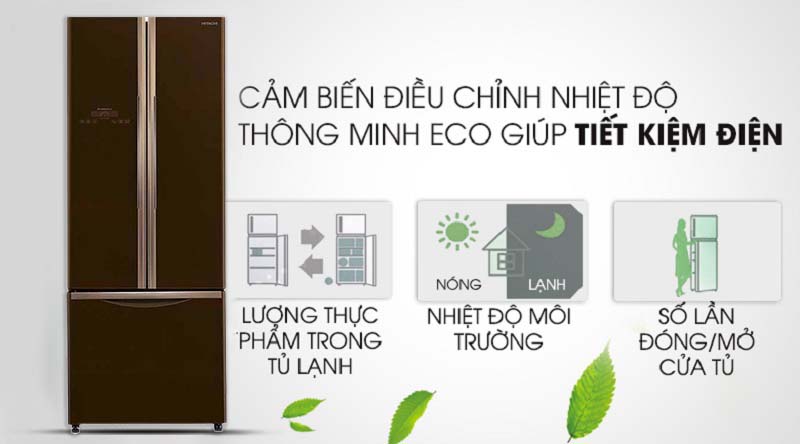 Cảm biến nhiệt Eco thông minh - Tủ lạnh Hitachi Inverter 405 lít R-FWB475PGV2 GBW