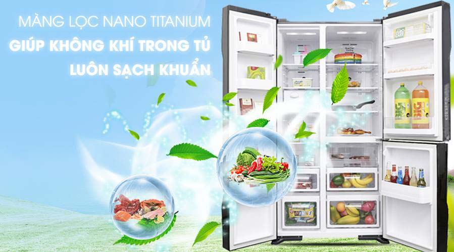Tủ lạnh Hitachi Inverter 600 lít R-FM800PGV2 (GBK) màng lọc mùi