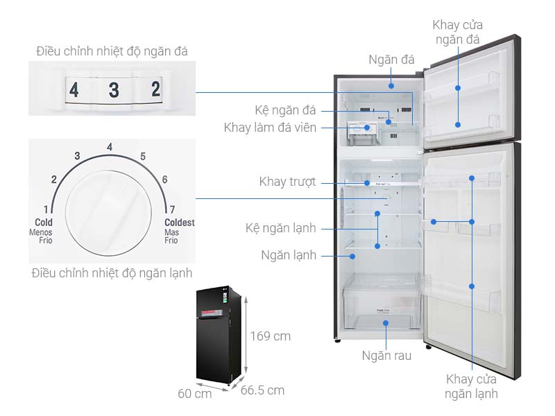 Thông số kỹ thuật Tủ lạnh LG Inverter 315 lít GN-M315BL
