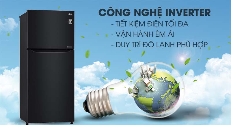 Tủ lạnh LG Inverter 393 lít GN-B422WB-Tiết kiệm điện hiệu quả với công nghệ biến tần Inverter 